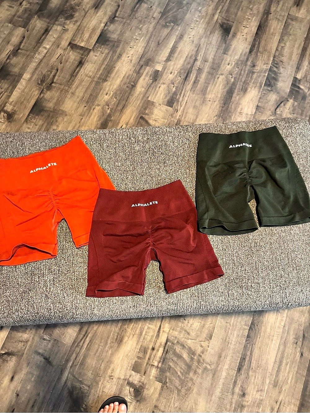 Alphalete Amplify Biker Shorts (Bundle of 3) 3-Piece Set Red, Green & Orange
